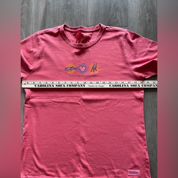 Life Is Good Pink Graphic Relaxed Tee “ Treks Hugs Rock& Roll” Women’s Medium - Picture 10 of 10